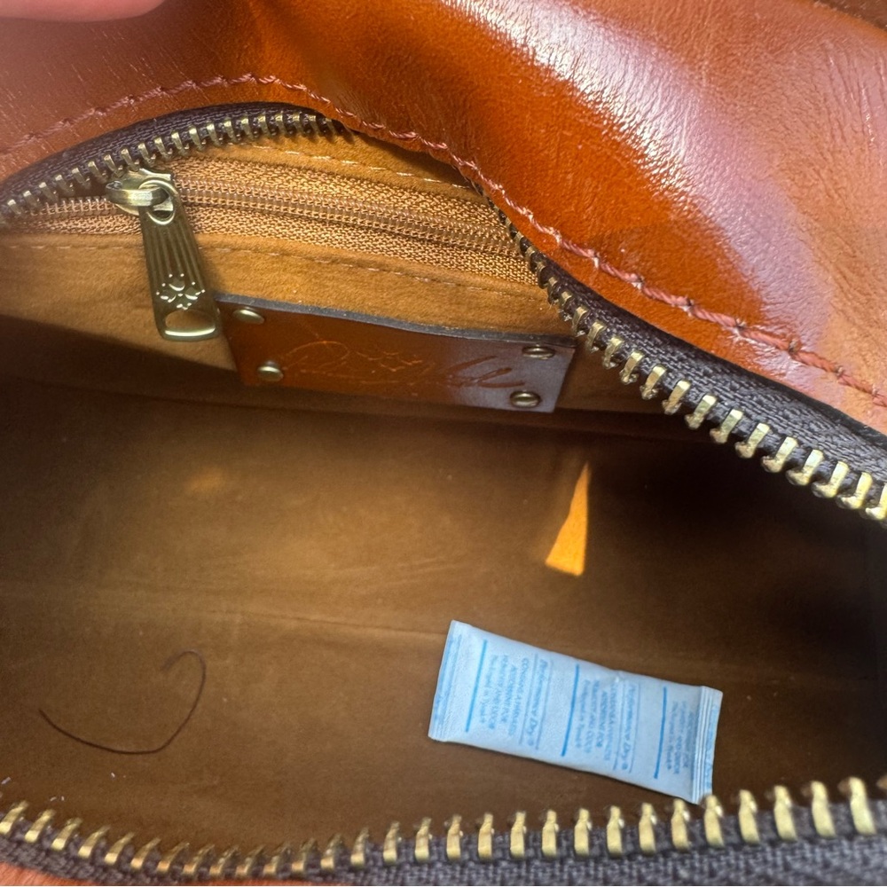 Patricia Nash Leather Angelini Top Handle Crossbody Tan with Tooled Floral - Picture 9 of 11
